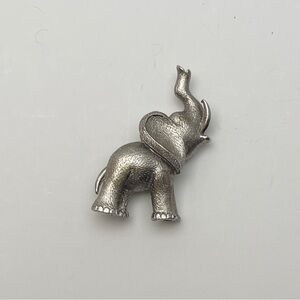 5 for $20!! Vintage Brooch Pin Elephant Silver-Tone Trunk Up Good Luck